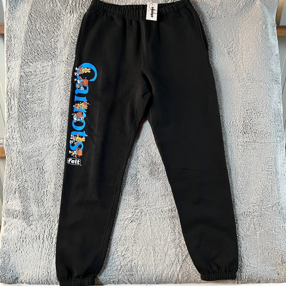 Felt x Carrots Wordmark Sweatpants Mens XL Black Drawstring Tapered Leg CF-WMSP
